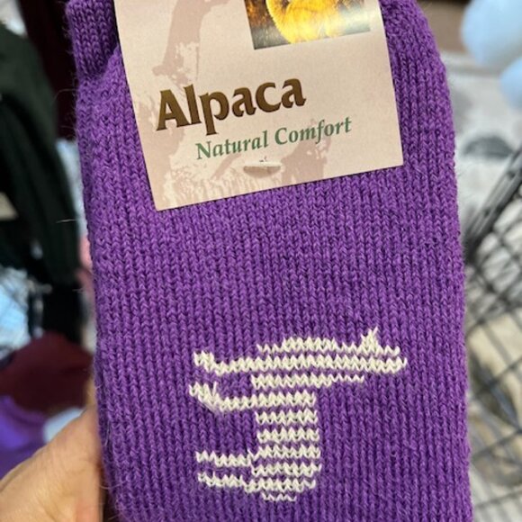 Alpaca Socks with Image Purple Boot Socks - Picture 1 of 2